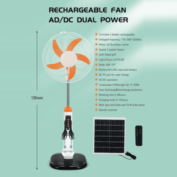 Ventilador Recargable Panel Solar